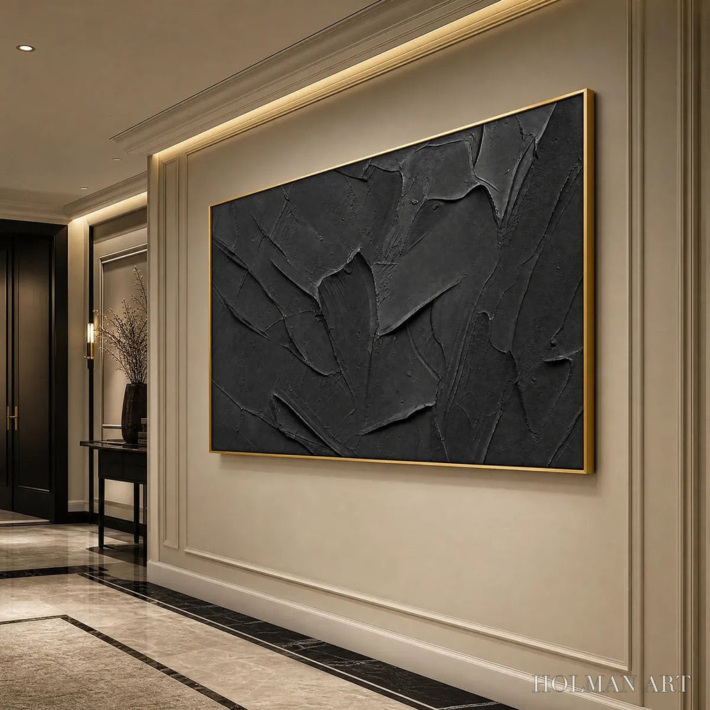 HOLMAN ART Obsidian – Textured Minimalist Impasto Painting in Deep Black - image 6