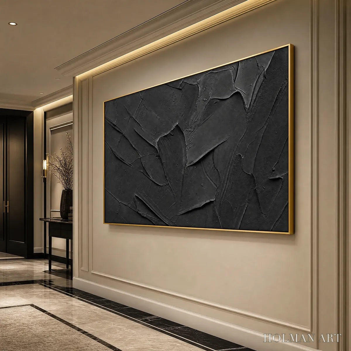 HOLMAN ART Obsidian – Textured Minimalist Impasto Painting in Deep Black - image 6