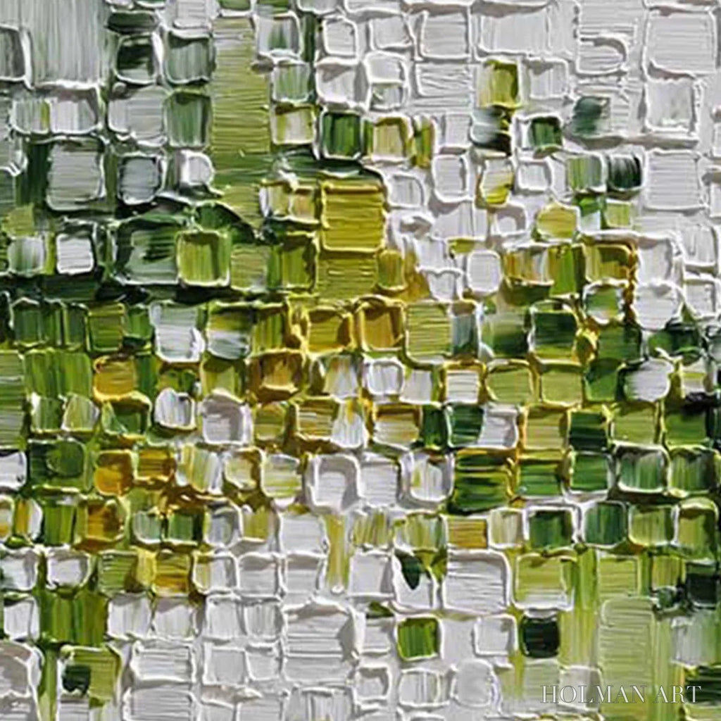 HOLMAN ART Verdant – Textured Green and White Abstract Impasto Painting - image 3