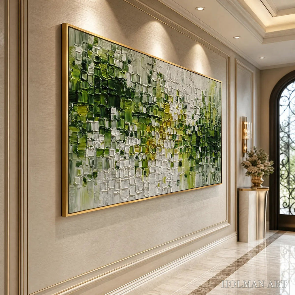 HOLMAN ART Verdant – Textured Green and White Abstract Impasto Painting - image 5
