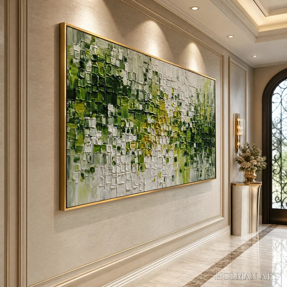 HOLMAN ART Verdant – Textured Green and White Abstract Impasto Painting - image 5