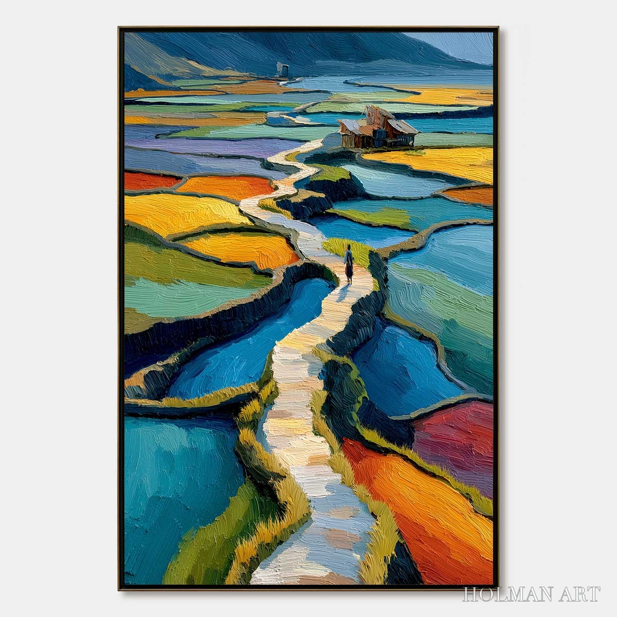 HOLMAN ART Terraced Journey – Vibrant Textured Impasto Landscape Painting - image 1