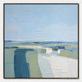 HOLMAN ART Coastal Reverie – Textured Square Abstract Coastal Landscape Painting - image 1