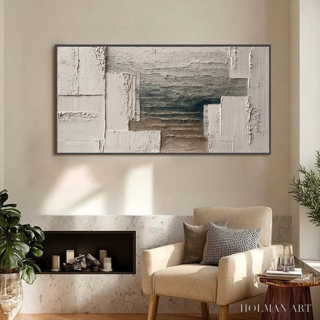 HOLMAN ART Strata – Large Horizontal Textured Wabi Sabi Abstract Painting - image 2