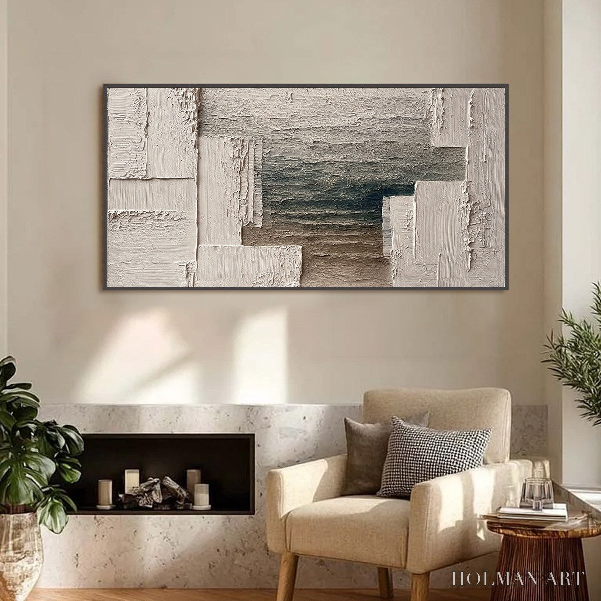 HOLMAN ART Strata – Large Horizontal Textured Wabi Sabi Abstract Painting - image 2