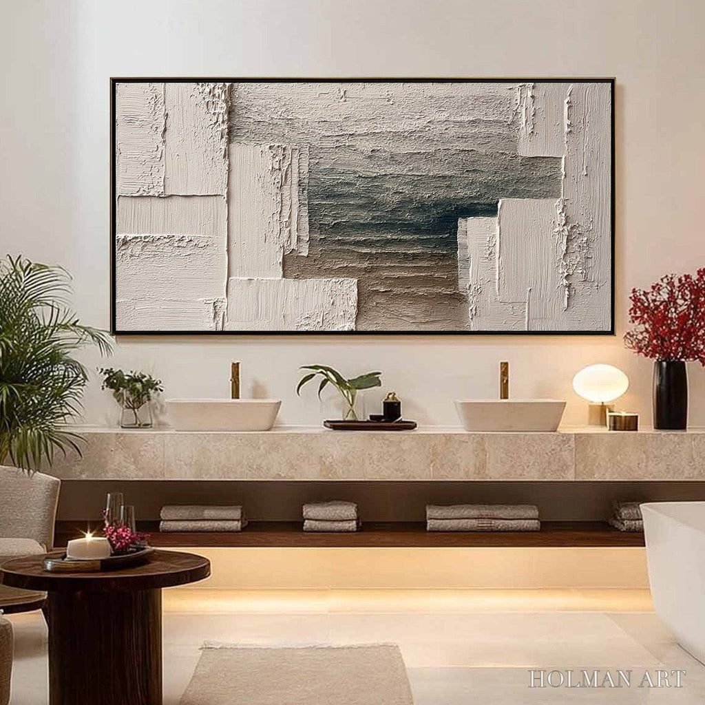 HOLMAN ART Strata – Large Horizontal Textured Wabi Sabi Abstract Painting - image 4