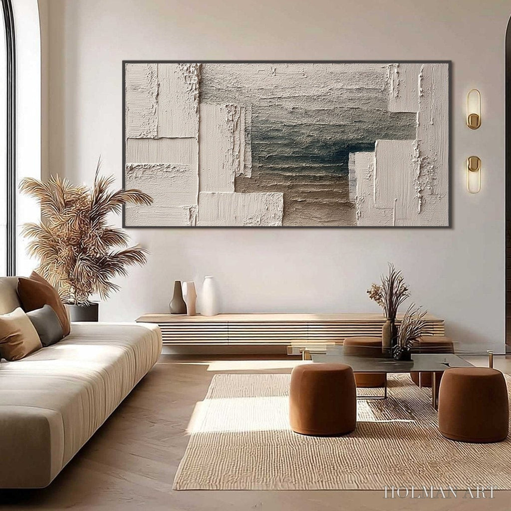 HOLMAN ART Strata – Large Horizontal Textured Wabi Sabi Abstract Painting - image 6