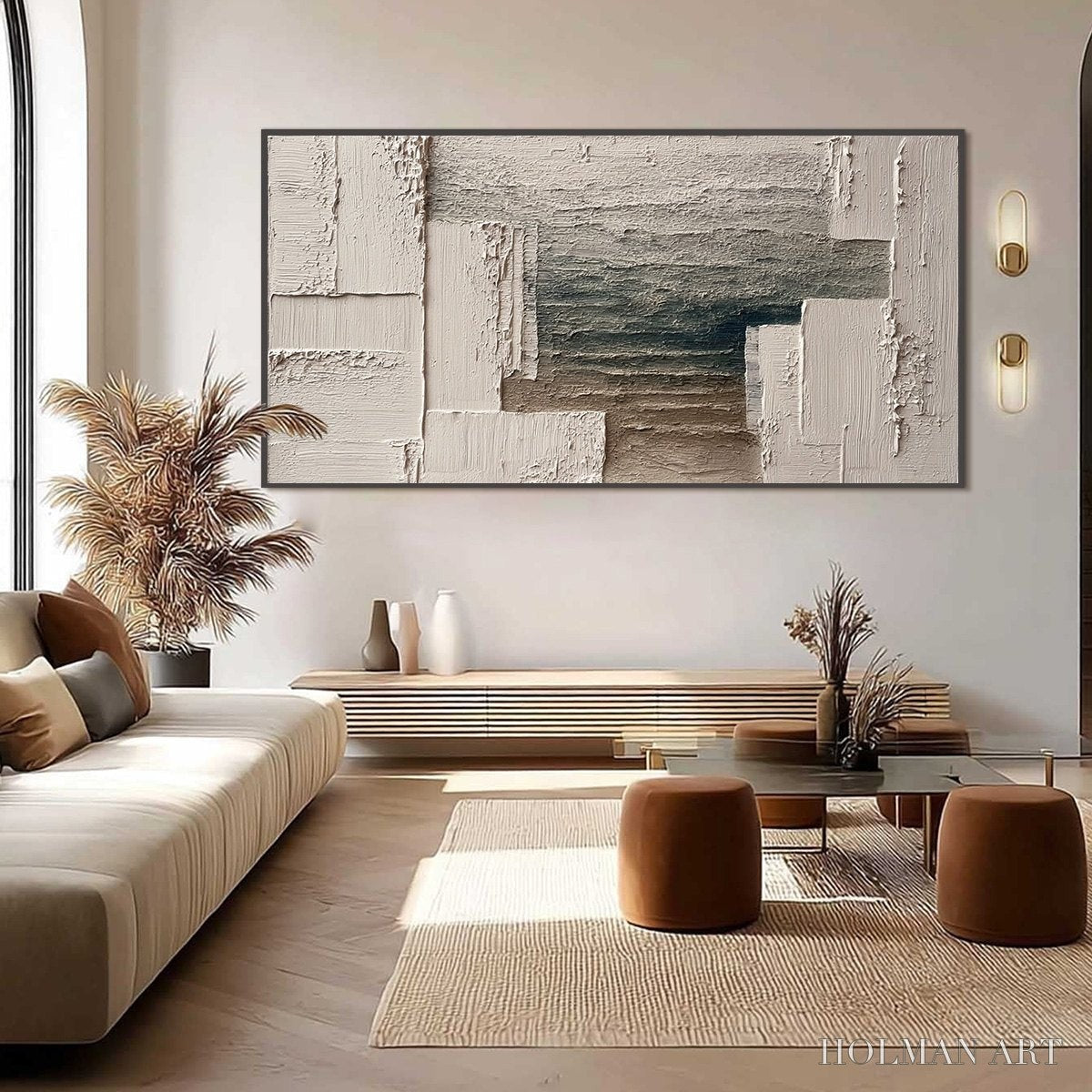 HOLMAN ART Strata – Large Horizontal Textured Wabi Sabi Abstract Painting - image 6