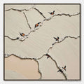 HOLMAN ART Fragments of Dawn – Textured Wabi Sabi Painting of Perched Birds - image 1