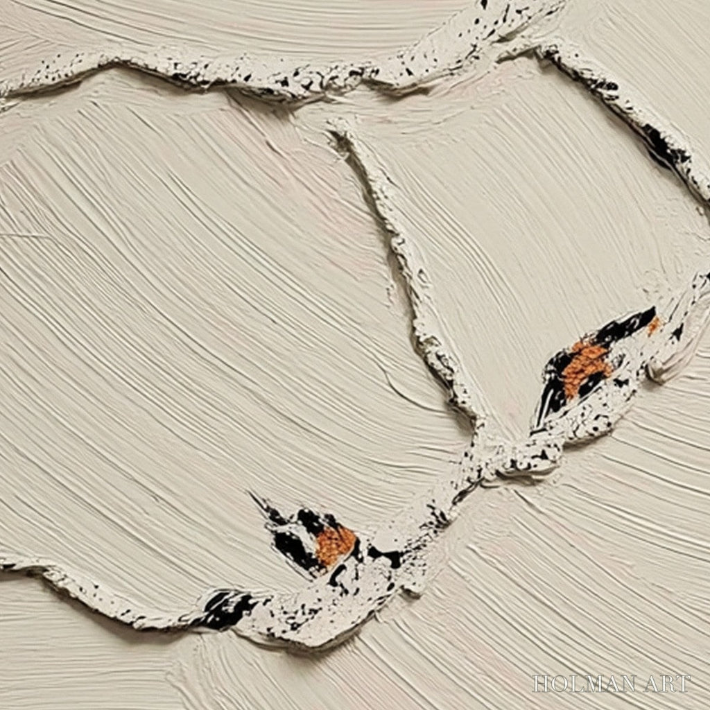 HOLMAN ART Fragments of Dawn – Textured Wabi Sabi Painting of Perched Birds - image 3