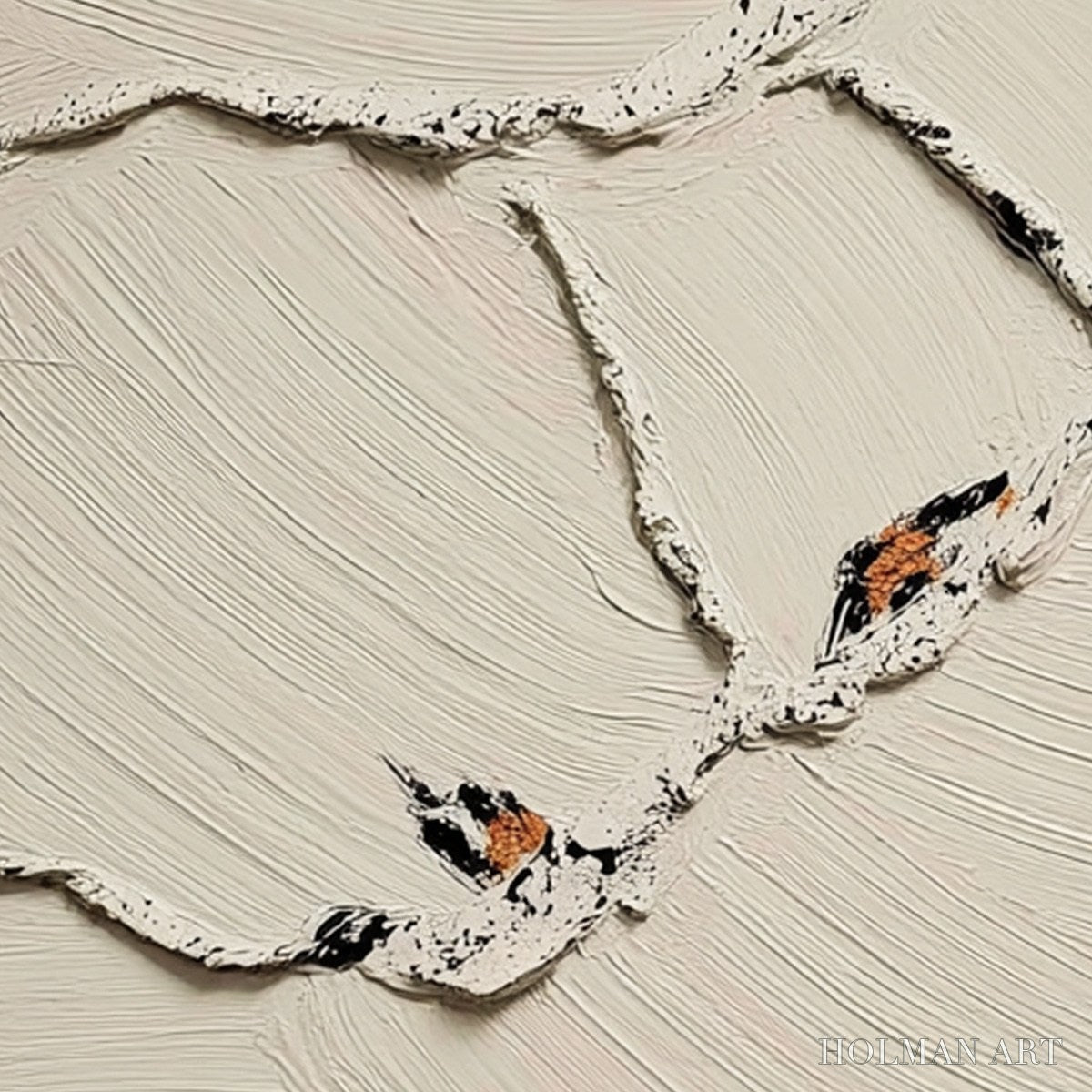 HOLMAN ART Fragments of Dawn – Textured Wabi Sabi Painting of Perched Birds - image 3