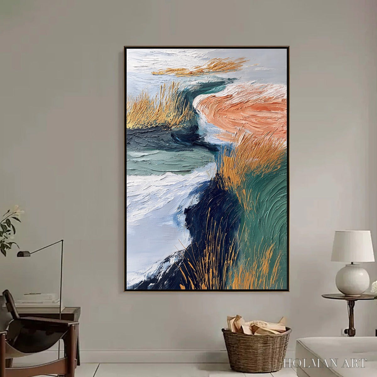 HOLMAN ART Golden Estuary – Textured Abstract River Landscape Painting - image 6