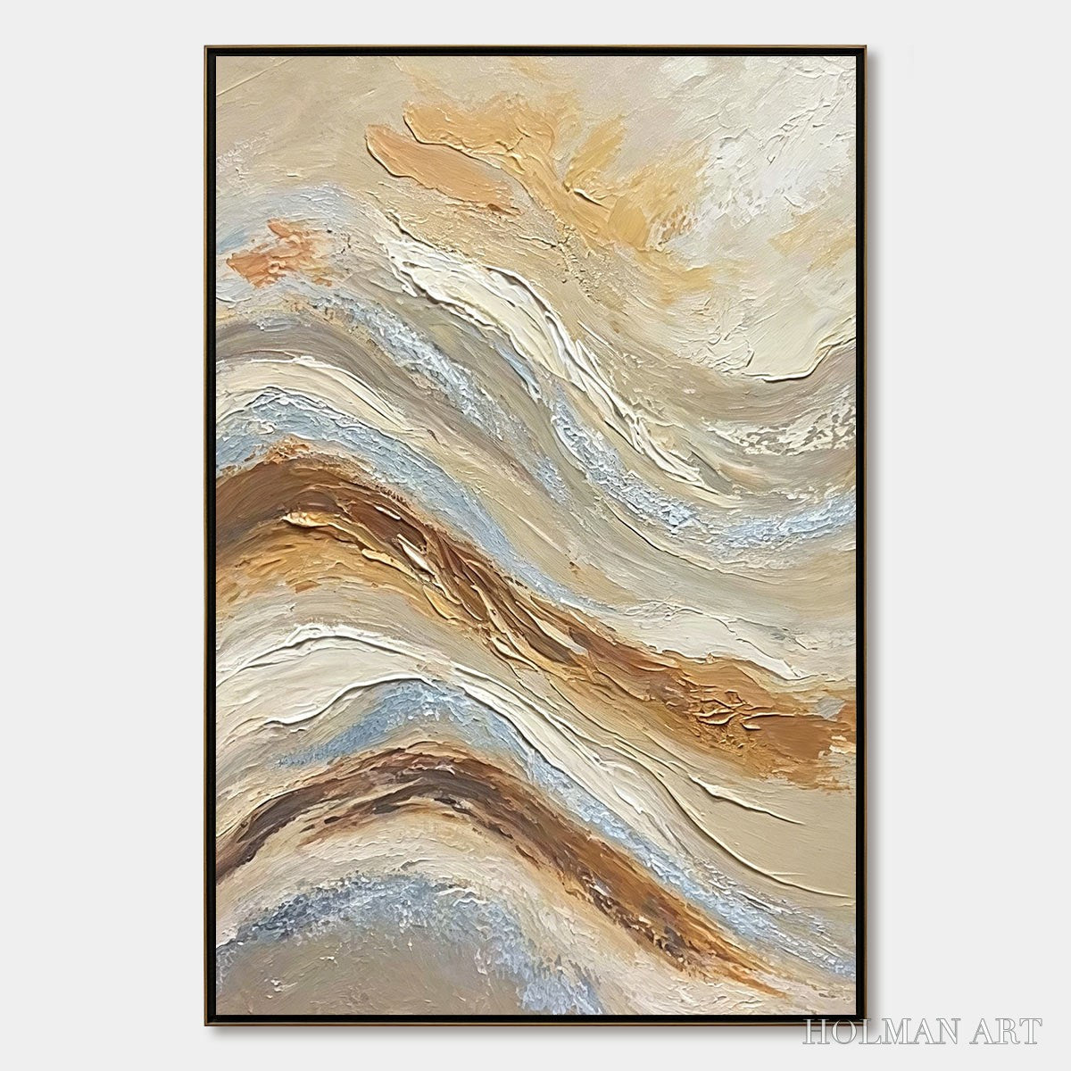 HOLMAN ART Coastal Drift – Wabi Sabi Inspired Textured Abstract Oil Painting - image 1
