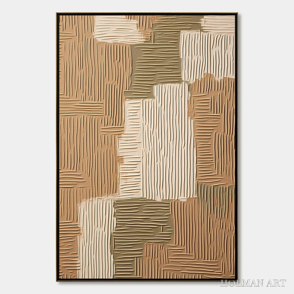HOLMAN ART Earthen Weave – Textured Wabi Sabi Abstract Painting in Neutral Tones - image 1