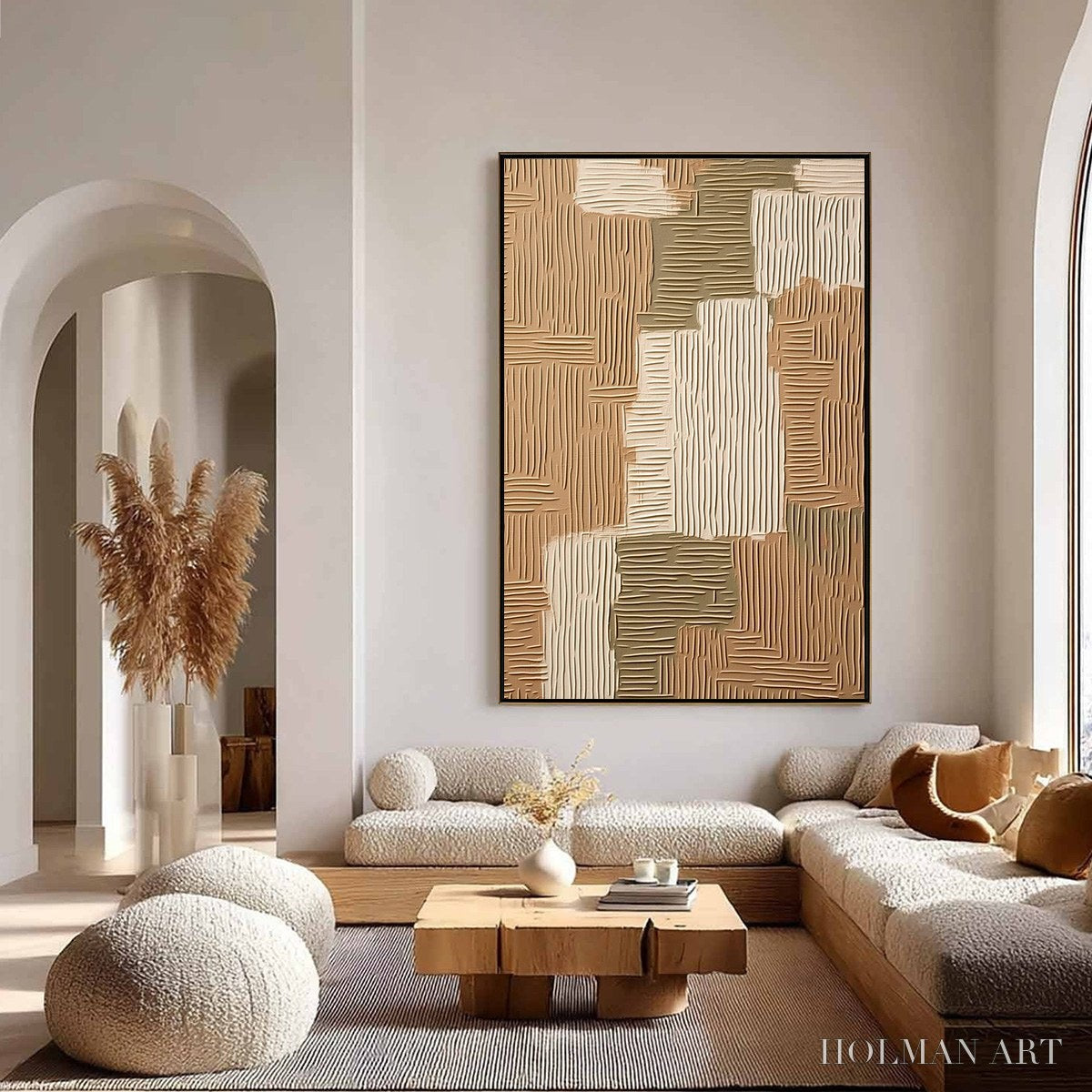 HOLMAN ART Earthen Weave – Textured Wabi Sabi Abstract Painting in Neutral Tones - image 4