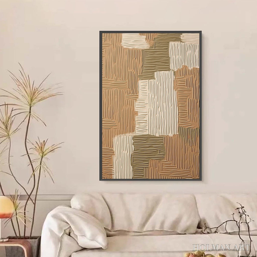 HOLMAN ART Earthen Weave – Textured Wabi Sabi Abstract Painting in Neutral Tones - image 6