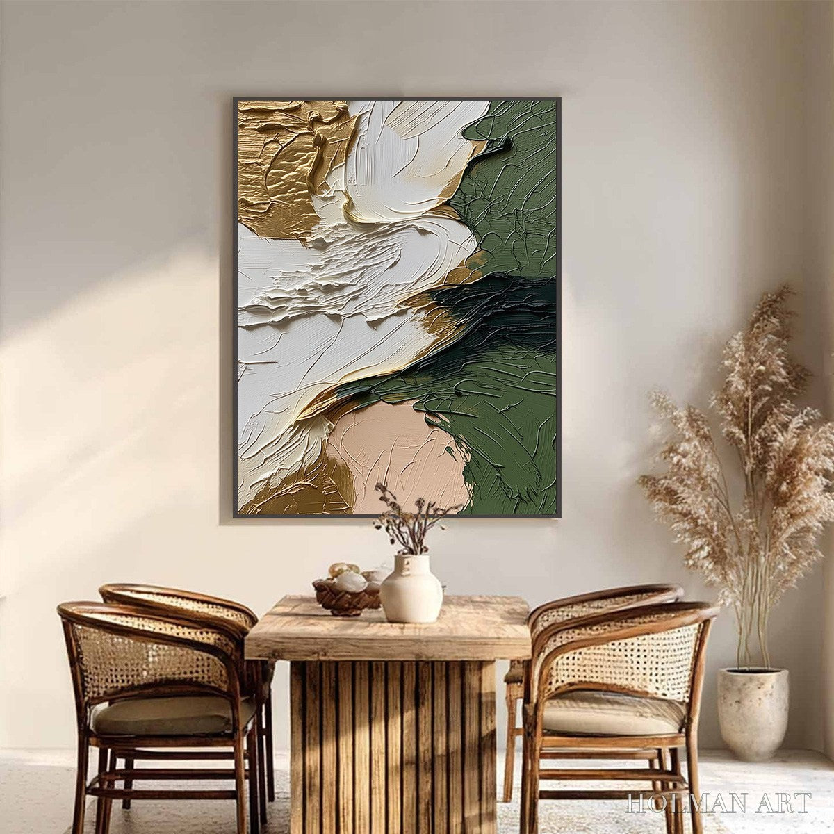 HOLMAN ART Terra Aurea – Textured Abstract Impasto Painting in Green and Gold - image 2