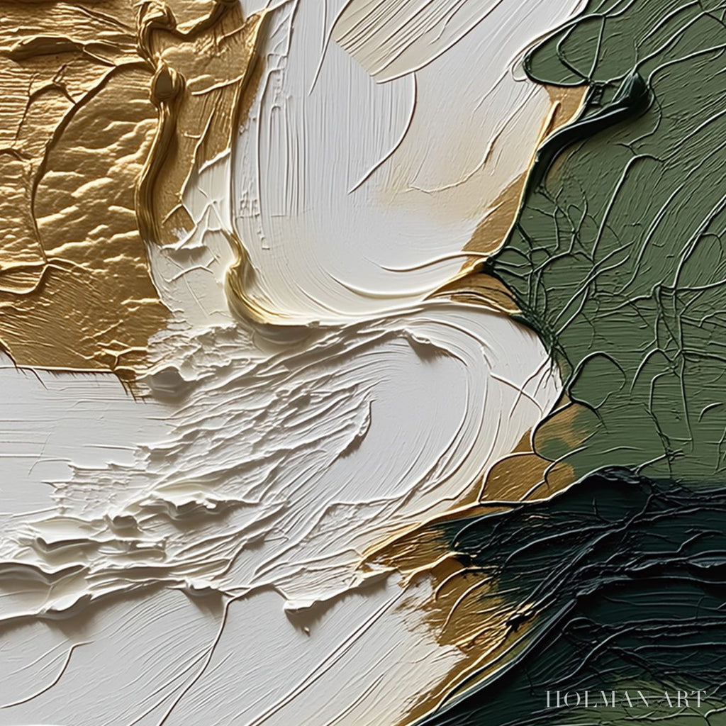 HOLMAN ART Terra Aurea – Textured Abstract Impasto Painting in Green and Gold - image 3