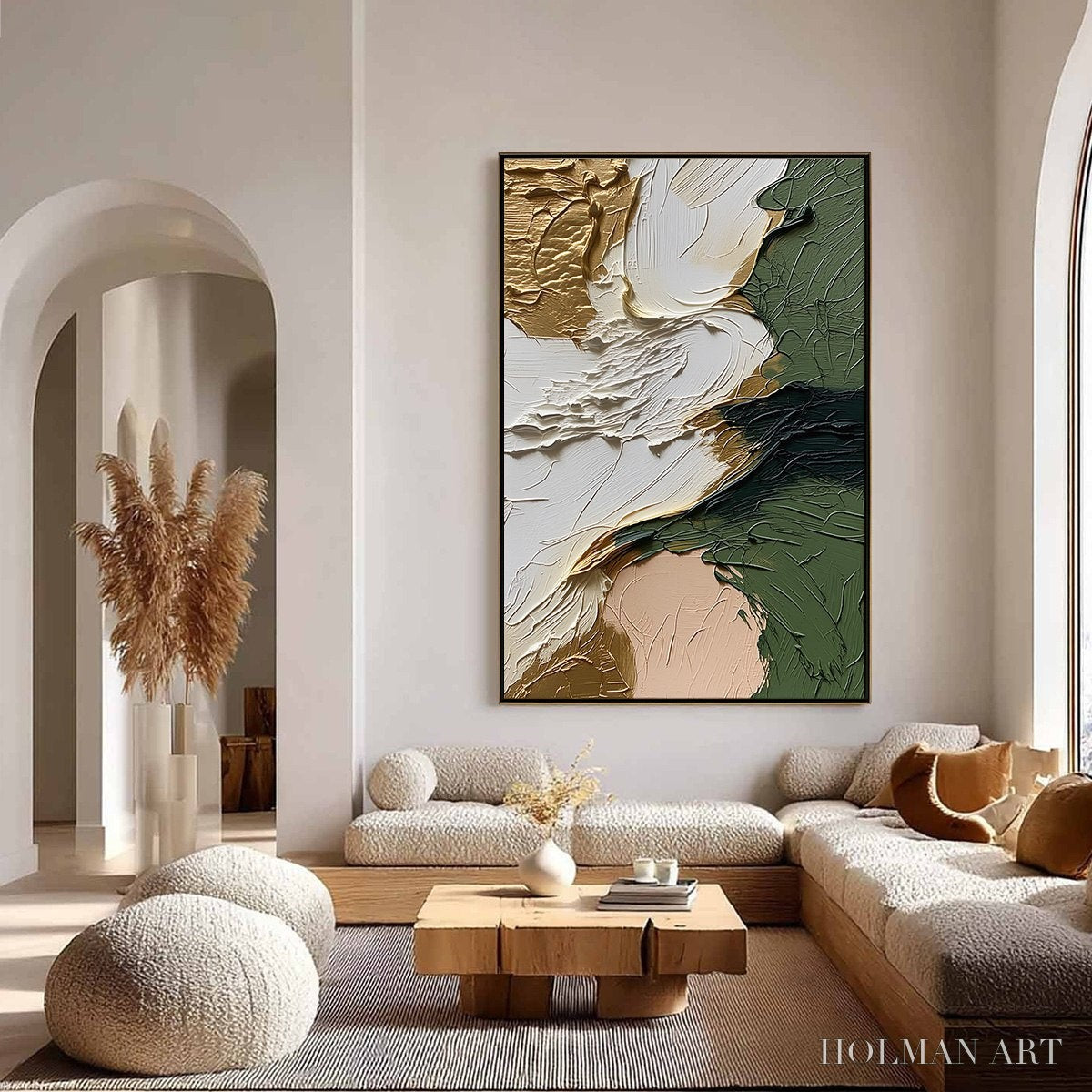 HOLMAN ART Terra Aurea – Textured Abstract Impasto Painting in Green and Gold - image 4