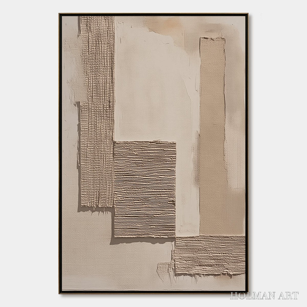 HOLMAN ART Terra Forma – Minimalist Textured Beige and White Abstract Painting - image 1