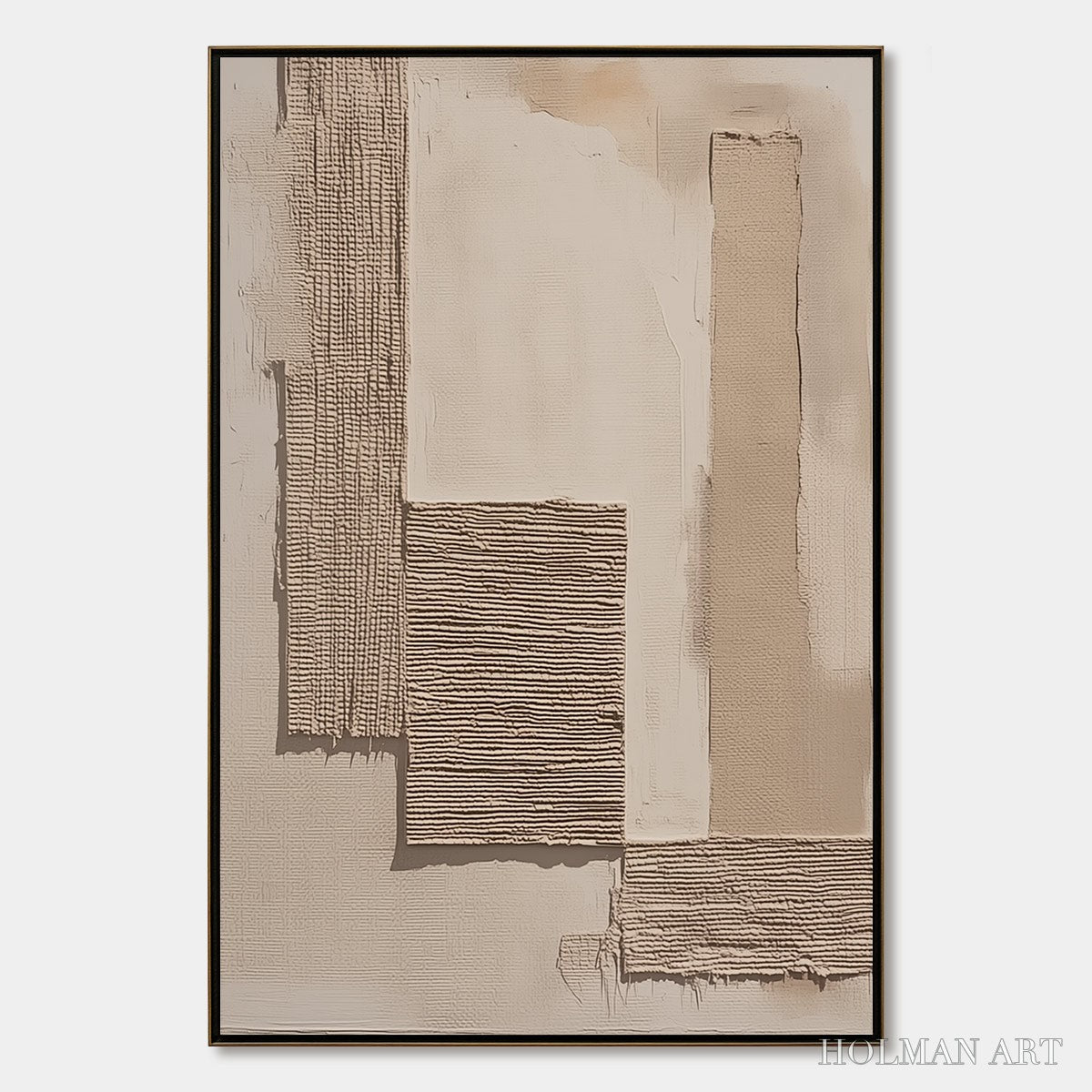 HOLMAN ART Terra Forma – Minimalist Textured Beige and White Abstract Painting - image 1