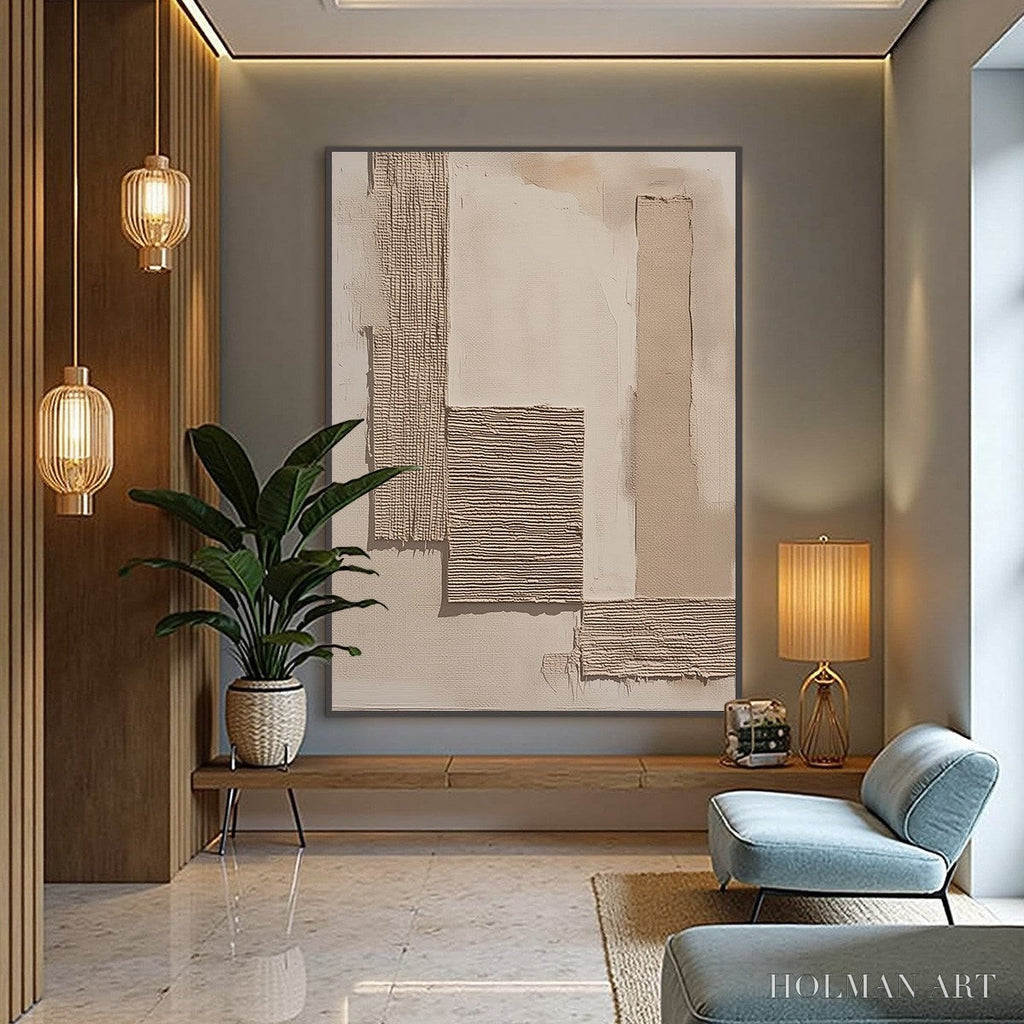 HOLMAN ART Terra Forma – Minimalist Textured Beige and White Abstract Painting - image 4