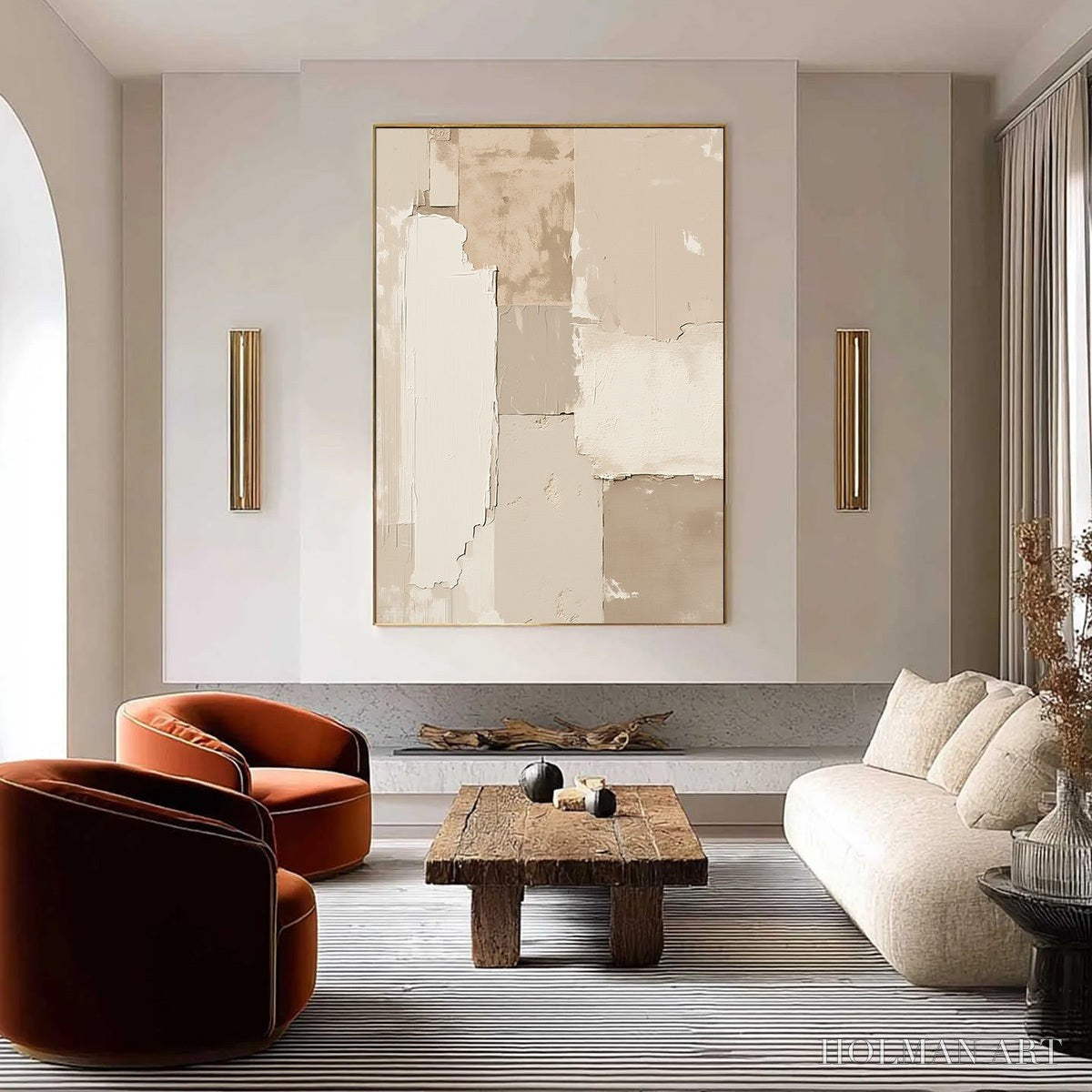 HOLMAN ART Urban Fossil – Large Vertical Textured Minimalist Abstract Painting - image 2