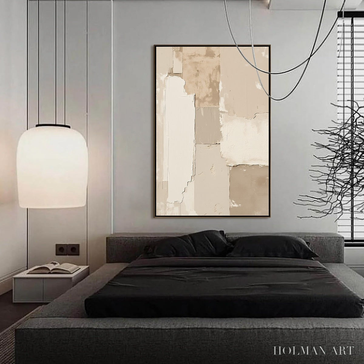 HOLMAN ART Urban Fossil – Large Vertical Textured Minimalist Abstract Painting - image 4