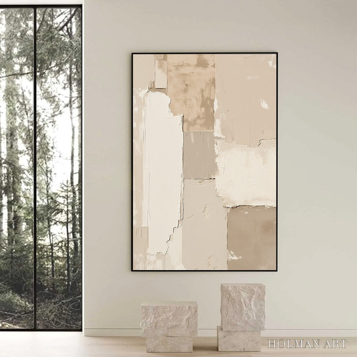 HOLMAN ART Urban Fossil – Large Vertical Textured Minimalist Abstract Painting - image 6