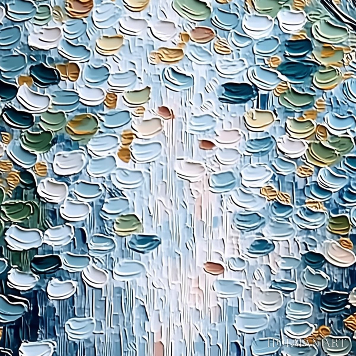 HOLMAN ART Serene Cascade – Textured Abstract Impasto Painting of Falling Leaves - image 5