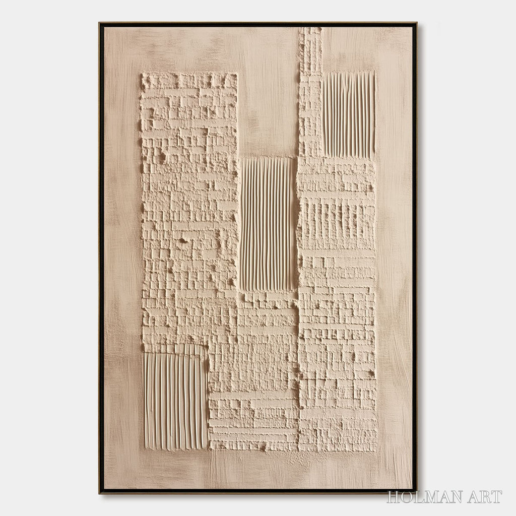 HOLMAN ART Urban Relic – Textured Minimalist Abstract Painting in Neutral Beige Tones - image 1
