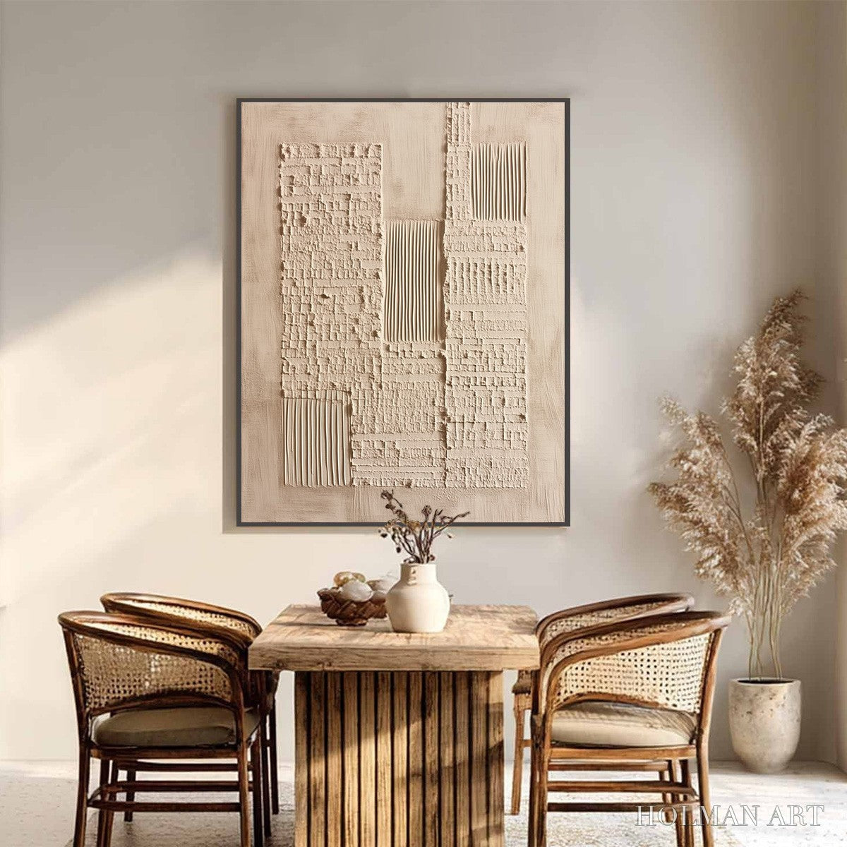 HOLMAN ART Urban Relic – Textured Minimalist Abstract Painting in Neutral Beige Tones - image 2