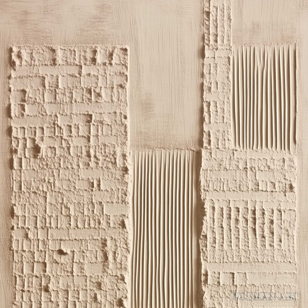 HOLMAN ART Urban Relic – Textured Minimalist Abstract Painting in Neutral Beige Tones - image 3