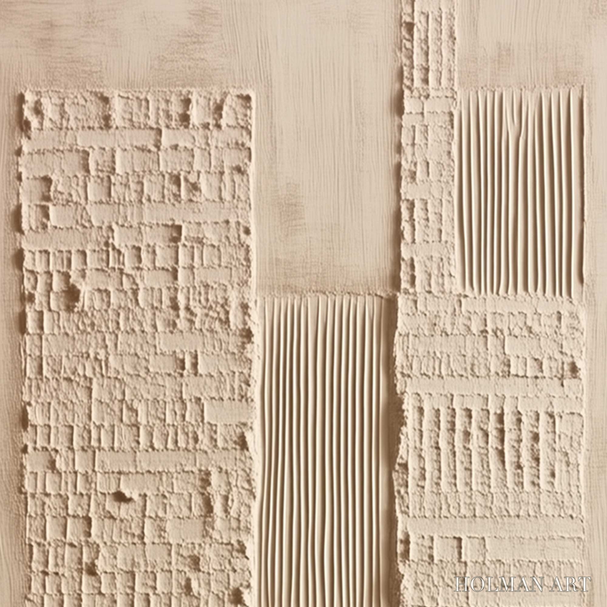 HOLMAN ART Urban Relic – Textured Minimalist Abstract Painting in Neutral Beige Tones - image 3