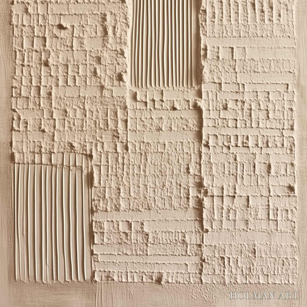 HOLMAN ART Urban Relic – Textured Minimalist Abstract Painting in Neutral Beige Tones - image 5