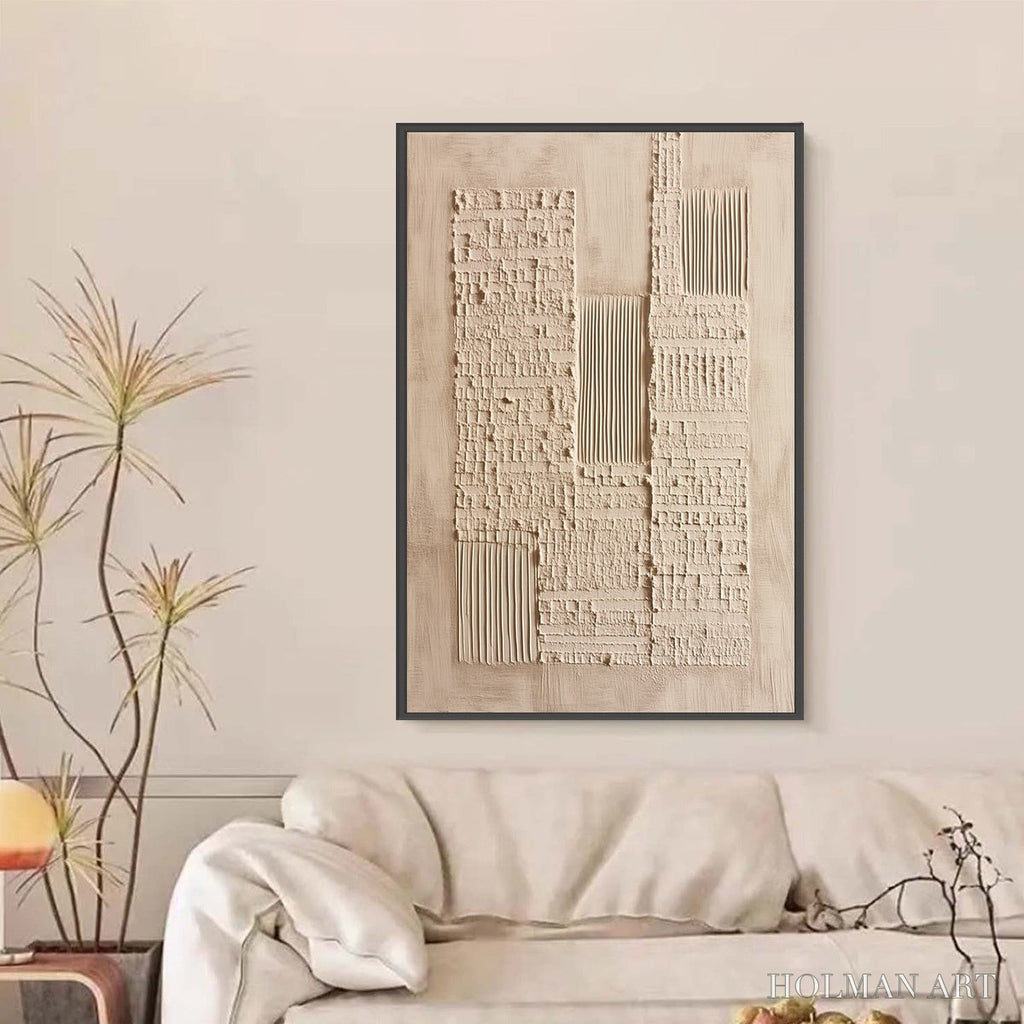 HOLMAN ART Urban Relic – Textured Minimalist Abstract Painting in Neutral Beige Tones - image 6