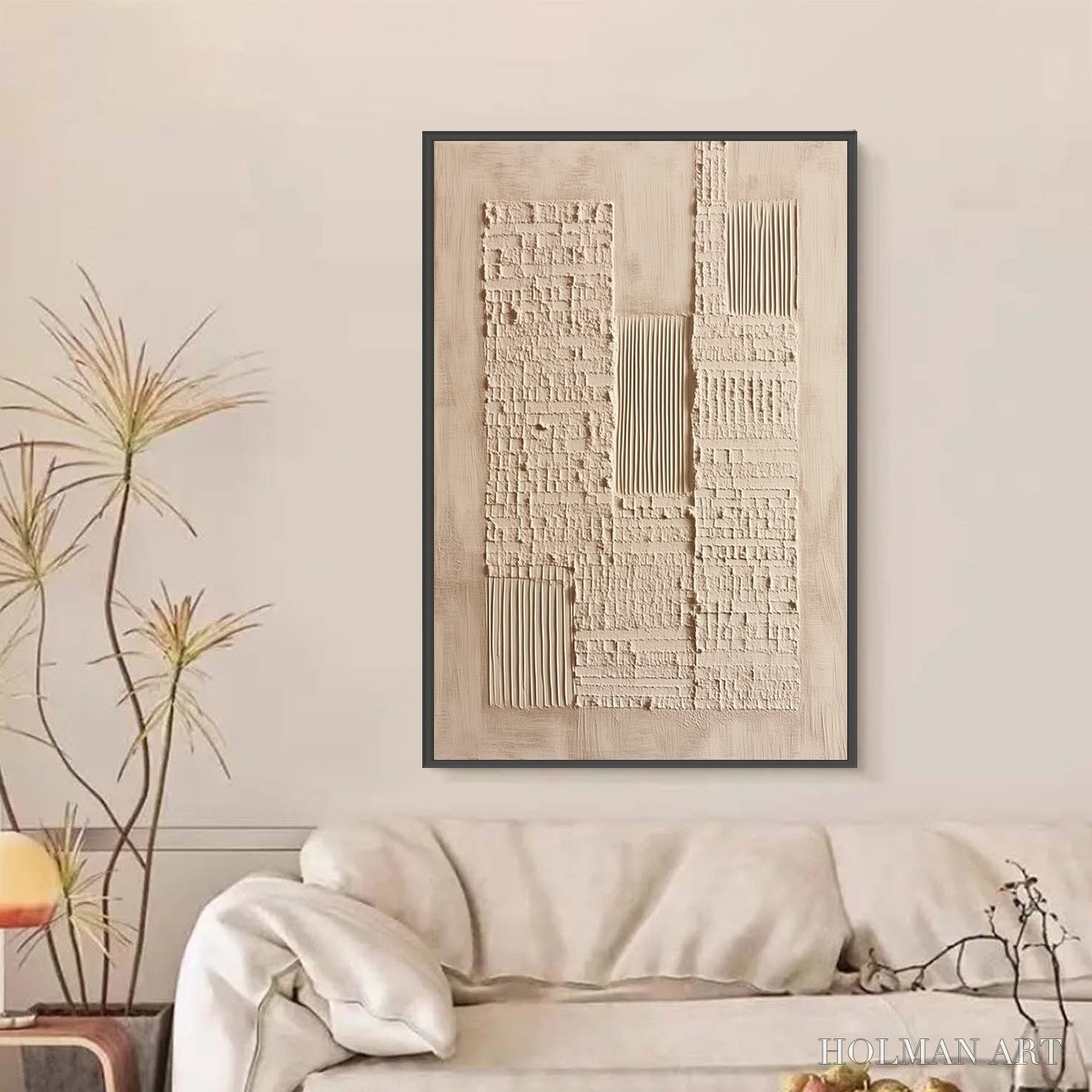 HOLMAN ART Urban Relic – Textured Minimalist Abstract Painting in Neutral Beige Tones - image 6