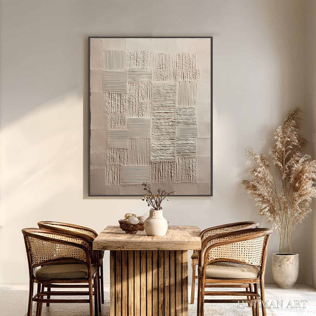 HOLMAN ART Urban Grid – Textured Beige Minimalist Abstract Wabi Sabi - image 2