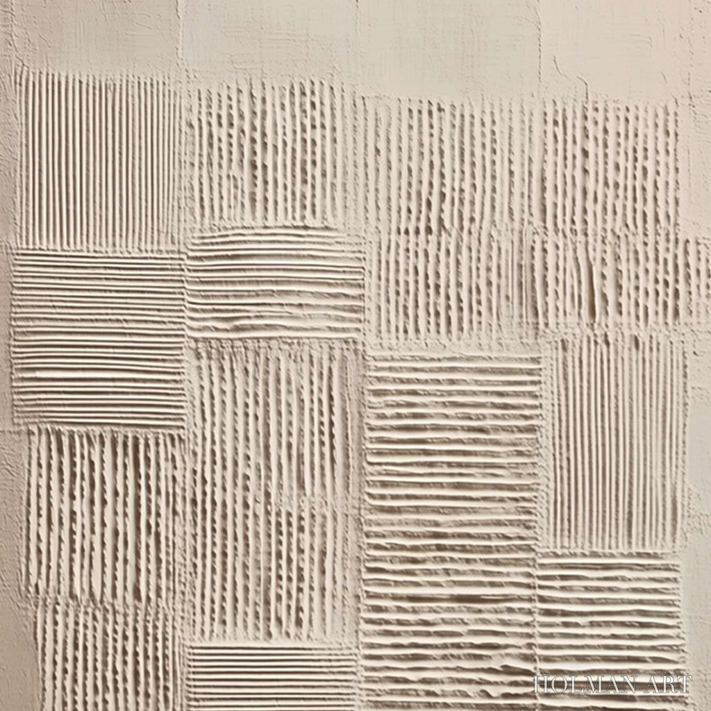 HOLMAN ART Urban Grid – Textured Beige Minimalist Abstract Wabi Sabi - image 3
