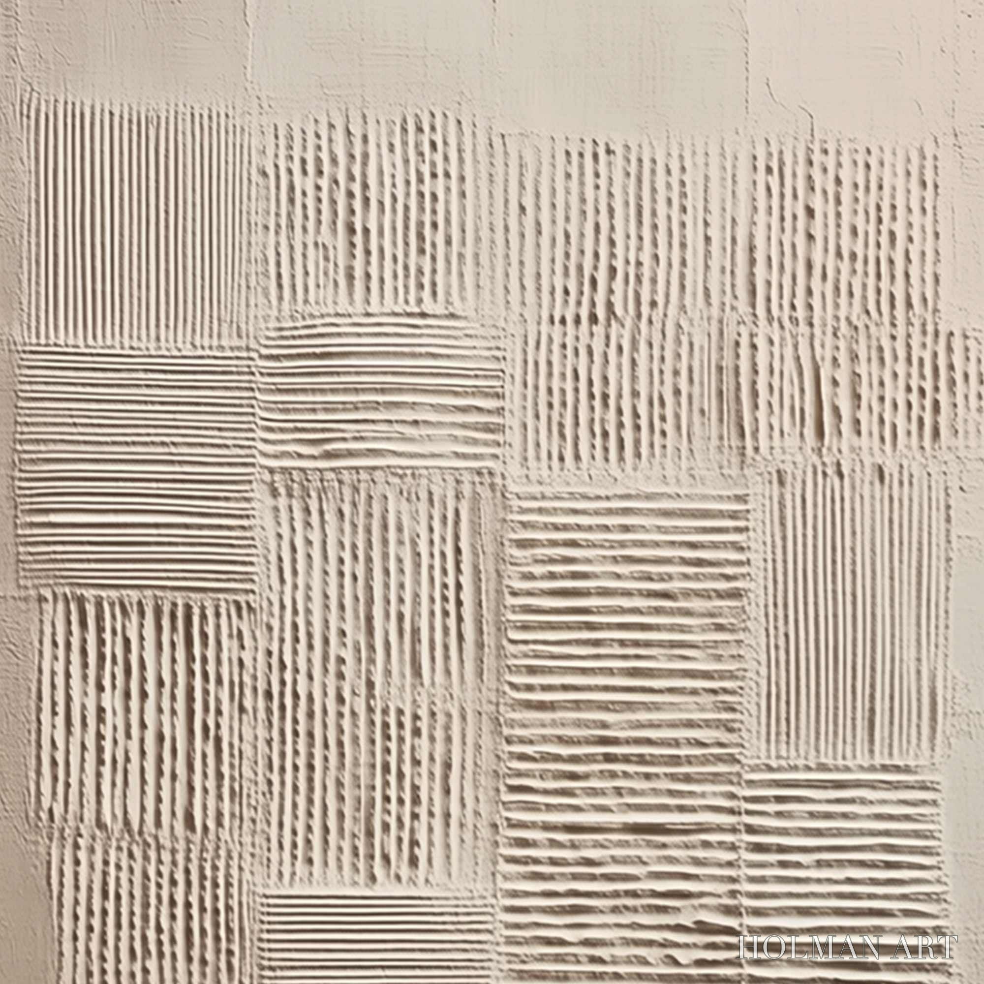 HOLMAN ART Urban Grid – Textured Beige Minimalist Abstract Wabi Sabi - image 3