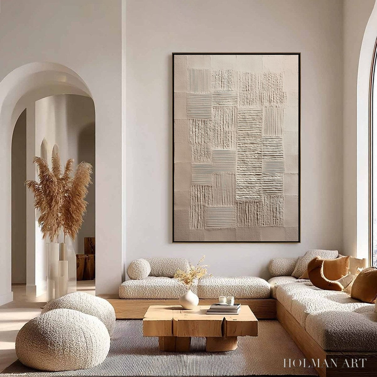 HOLMAN ART Urban Grid – Textured Beige Minimalist Abstract Wabi Sabi - image 4