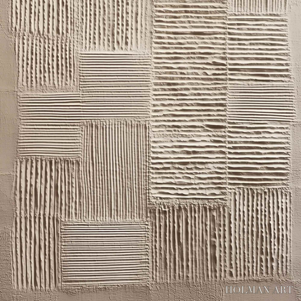 HOLMAN ART Urban Grid – Textured Beige Minimalist Abstract Wabi Sabi - image 5