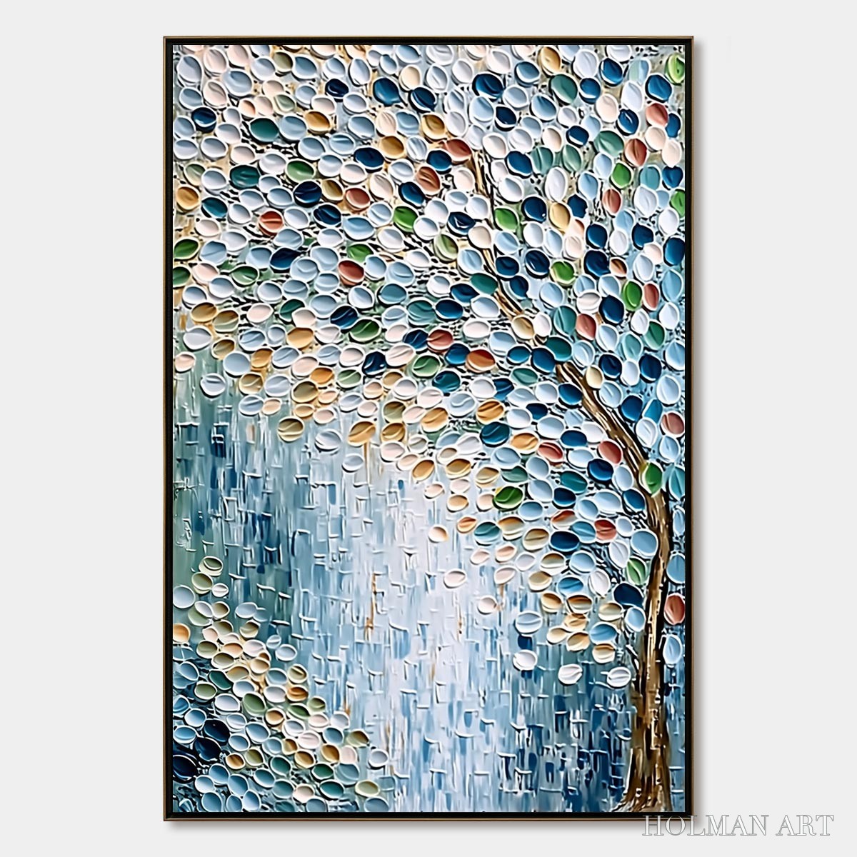 HOLMAN ART Mosaic Rain – Heavily Textured Impasto Tree of Life Painting - image 1