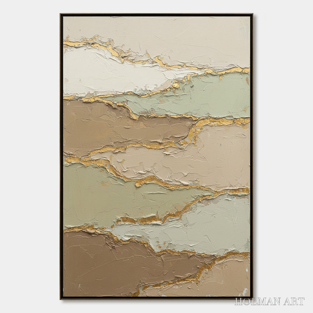 HOLMAN ART Strata – Textured Wabi Sabi Abstract Landscape Painting - image 1