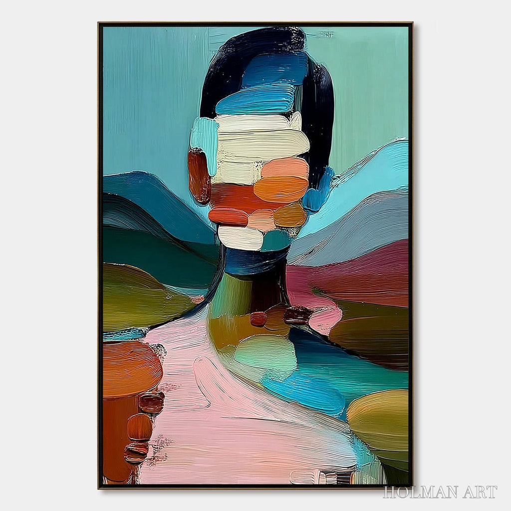 HOLMAN ART Mosaic of Being – Colorful Abstract Impasto Portrait - image 1