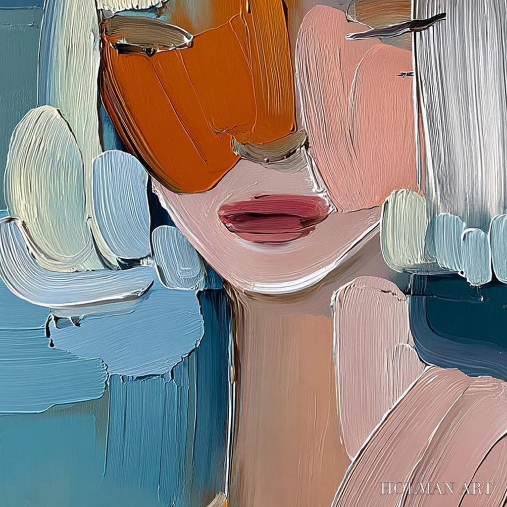 HOLMAN ART Vivid Muse – Textured Abstract Portrait Palette Knife Oil Painting - image 5