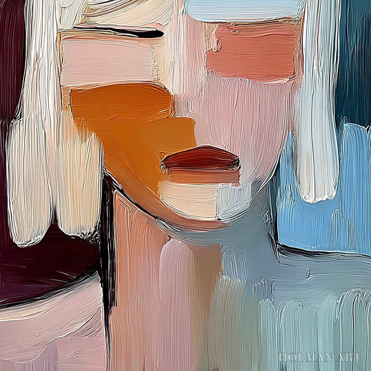 HOLMAN ART Inward Gaze – Expressive Abstract Portrait Oil Painting with Textured Brushstrokes - image 5