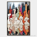 HOLMAN ART Concrete Carnival – Textured Abstract Cityscape Painting with Whimsical Figures - image 1