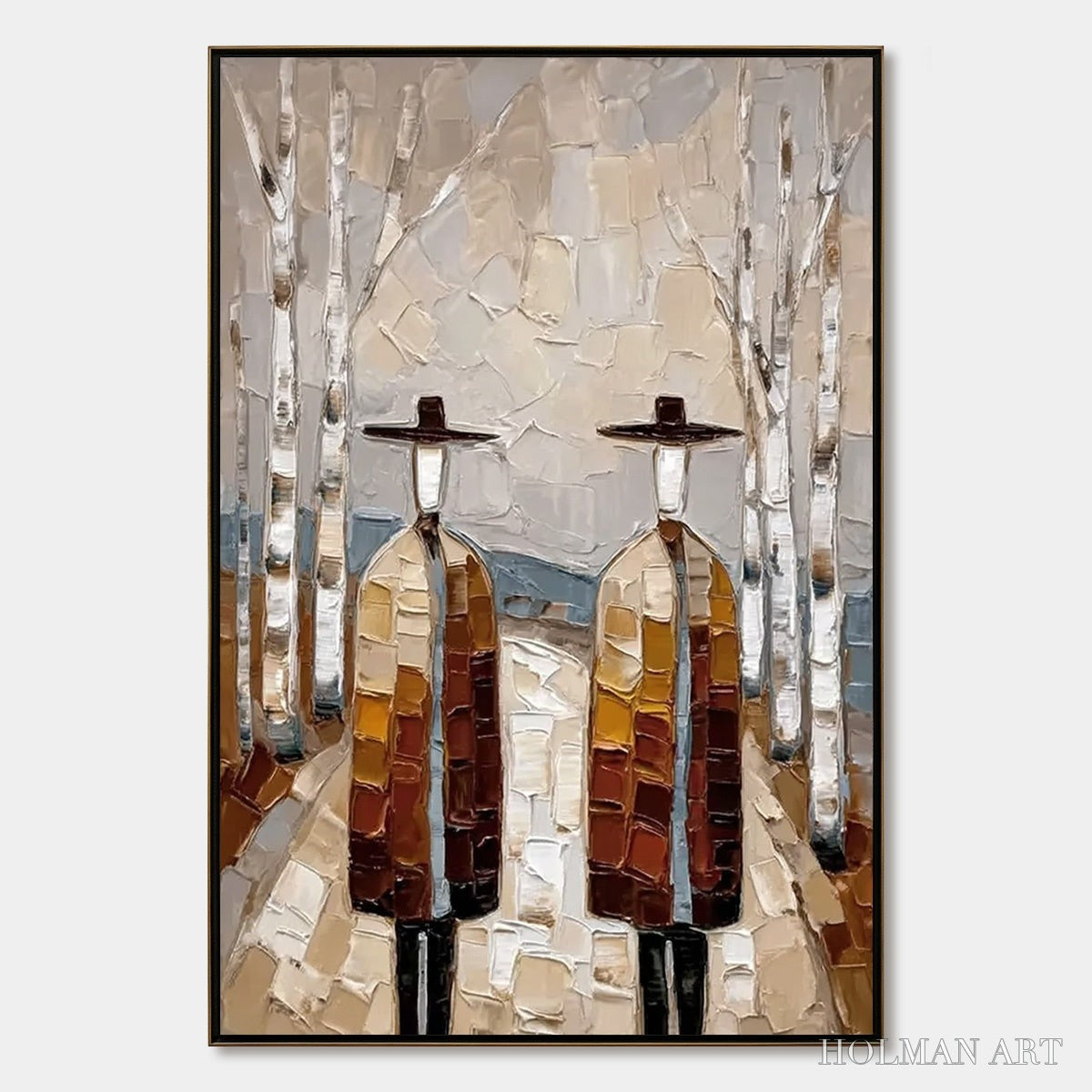 HOLMAN ART the Sojourners – Textured Palette Knife Painting of Figures in a Landscape - image 1