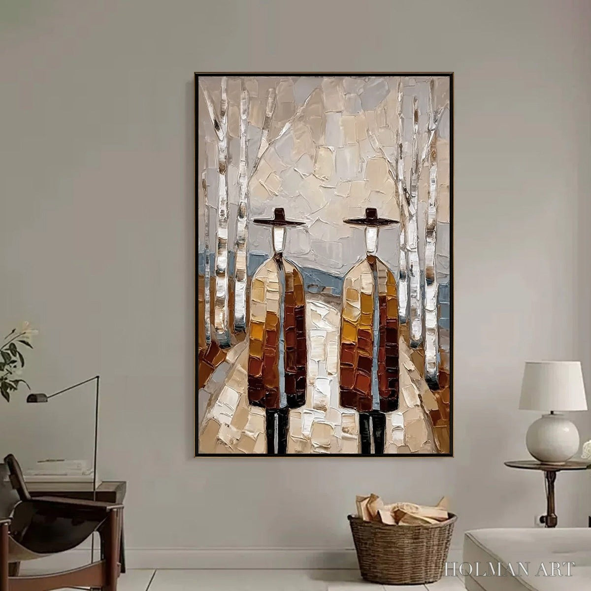 HOLMAN ART the Sojourners – Textured Palette Knife Painting of Figures in a Landscape - image 2